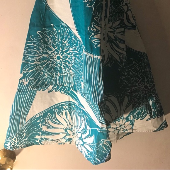 Ann Taylor Petites Lined Halter A Line Dress, Size: 0P, Color: Turquoise & White - Picture 3 of 10